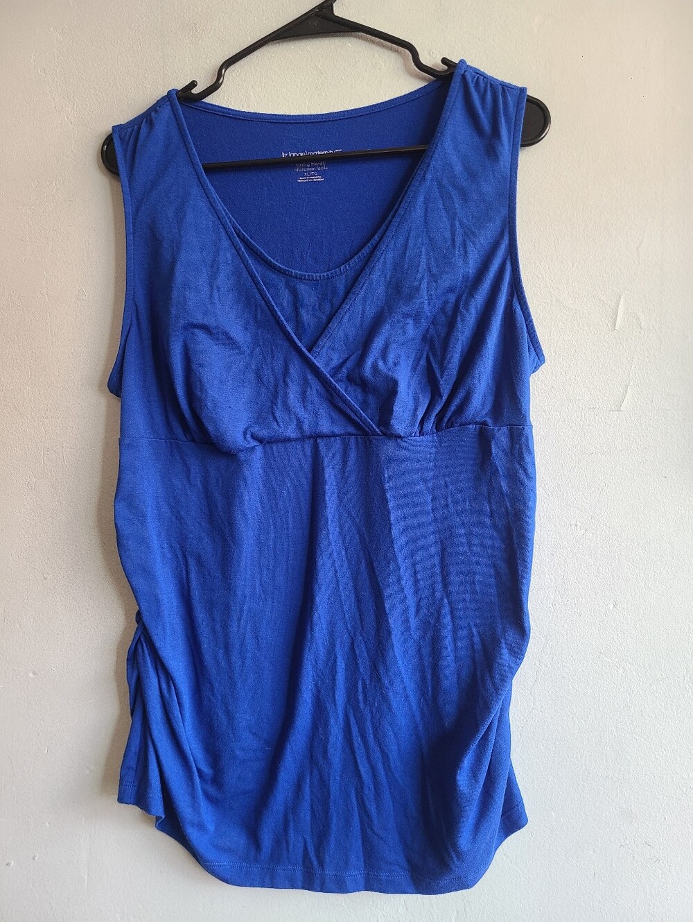 Women's XL maternity nursing tank top shirt empire waist sleeveless bright blue